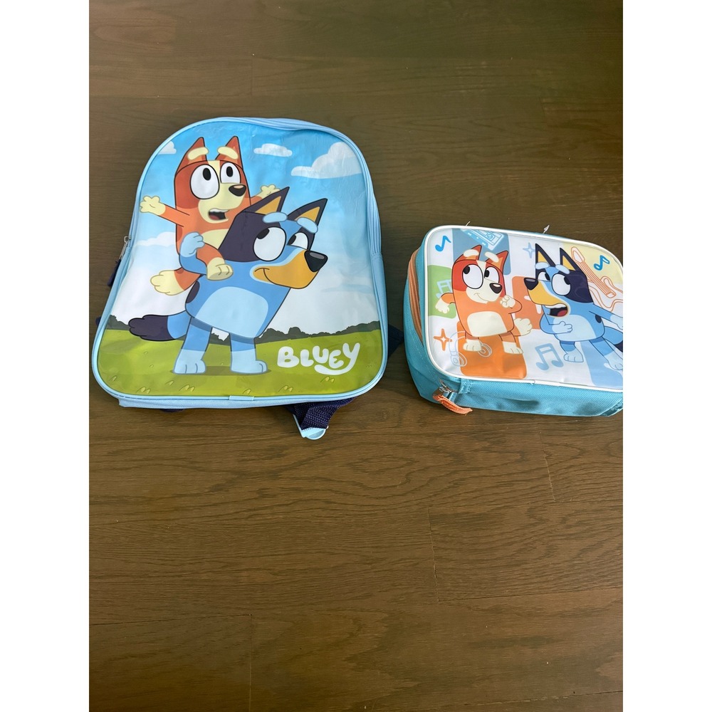 Bluey and Bingo Kids Backpack and Insulated Lunch Box Set Blue 2 Piece NWT